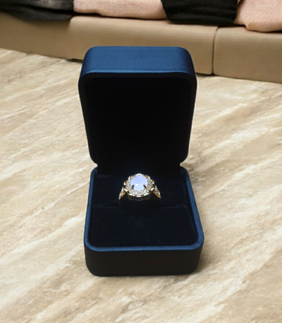 Gold Plated Oval Stone Ring