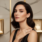 Stone leaf design gold plated ring